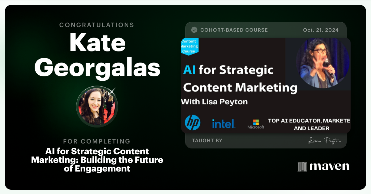 Certificate of Completion for AI for Strategic Content Marketing: Building the Future of Engagement