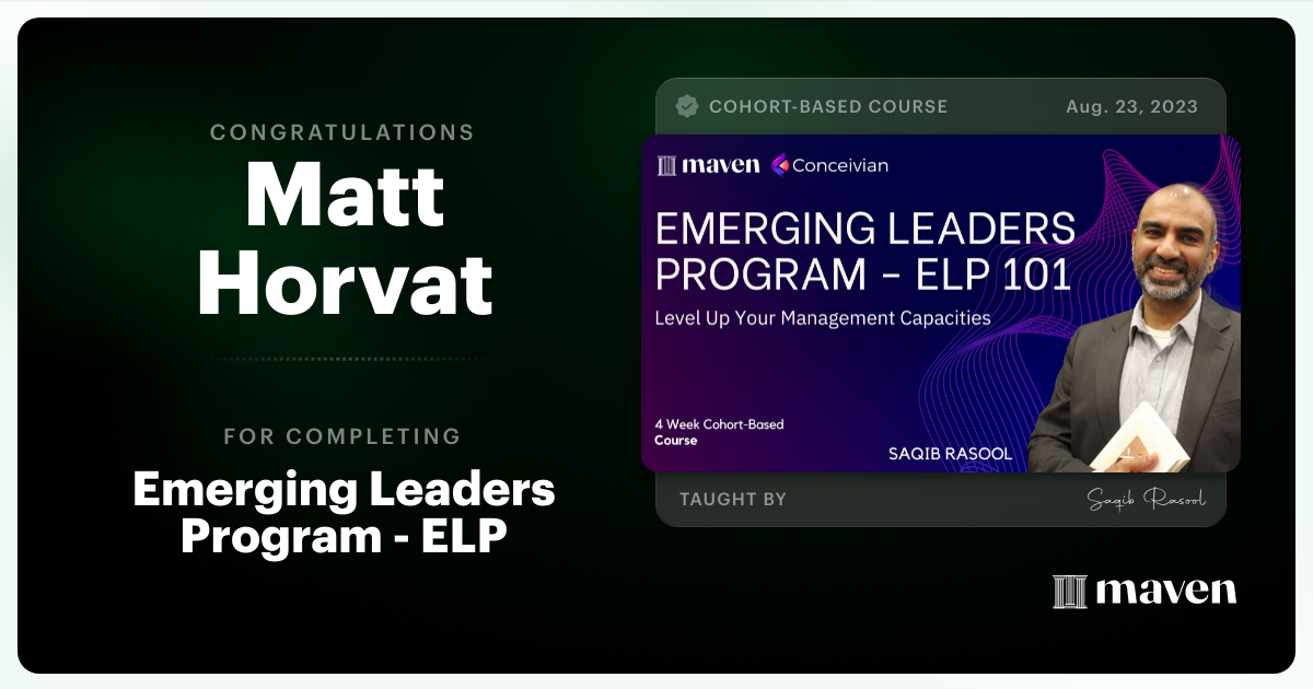 Certificate of Completion for Emerging Leaders Program