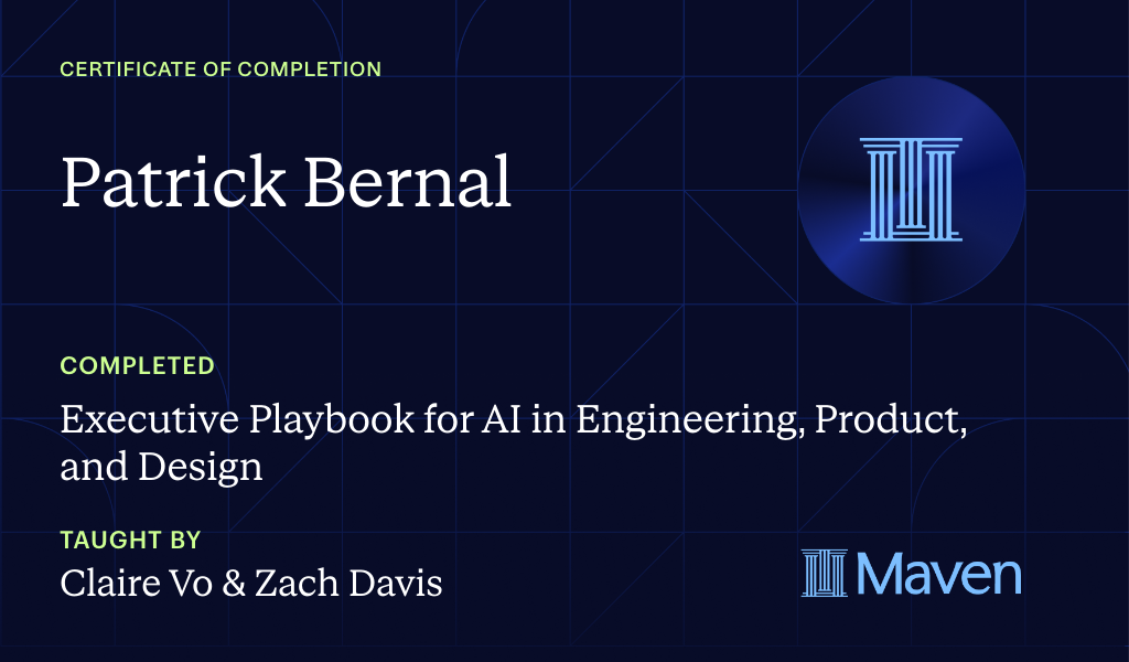 Certificate for Executive Playbook for AI in Engineering, Product, and Design