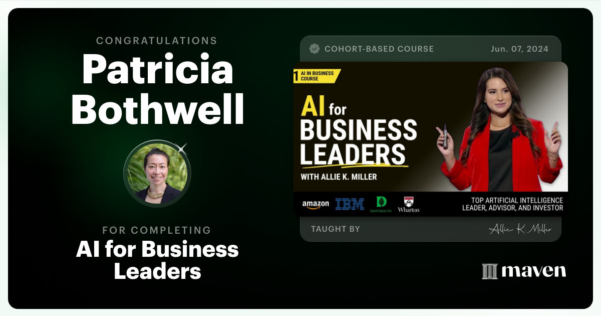 Certificate of Completion for AI for Business Leaders