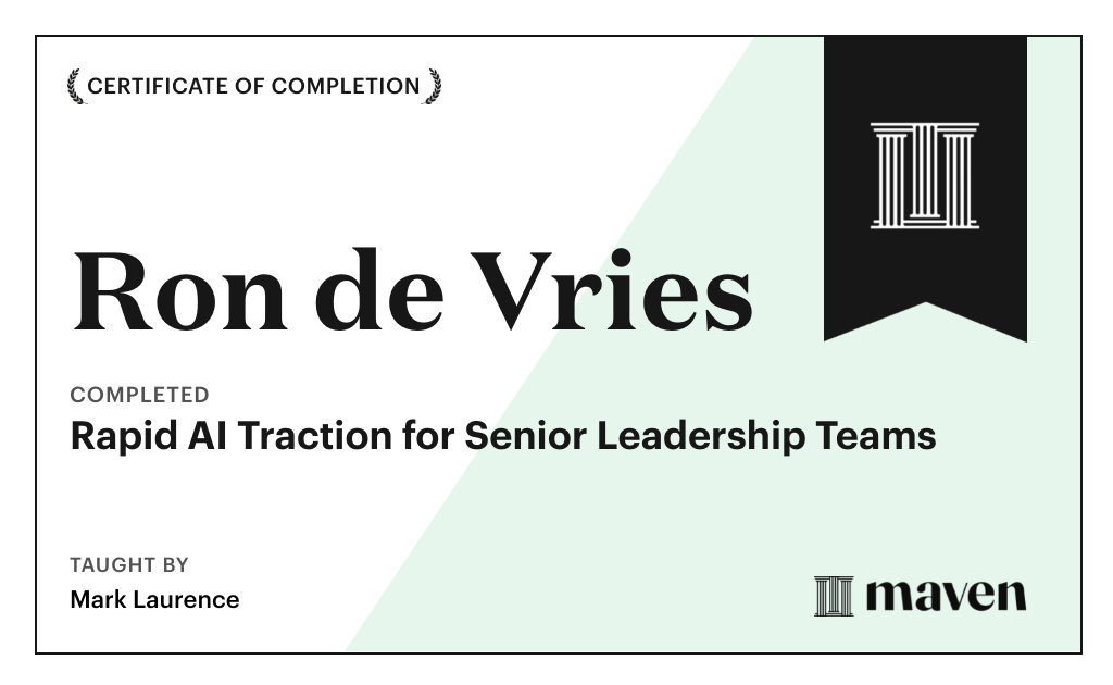 Certificate for Rapid AI Traction for Senior Leadership Teams
