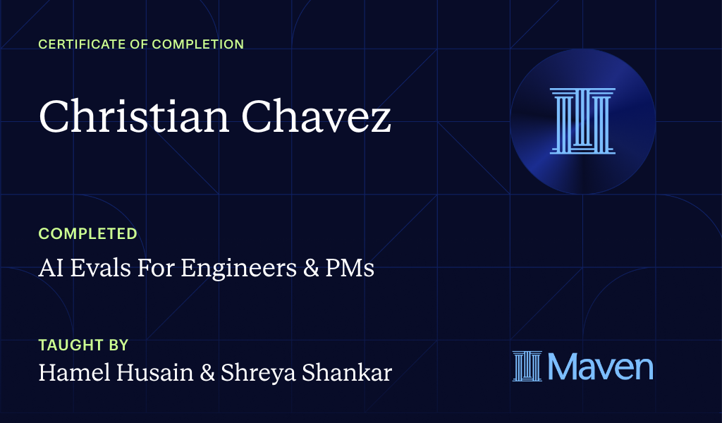 Certificate for AI Evals For Engineers & PMs