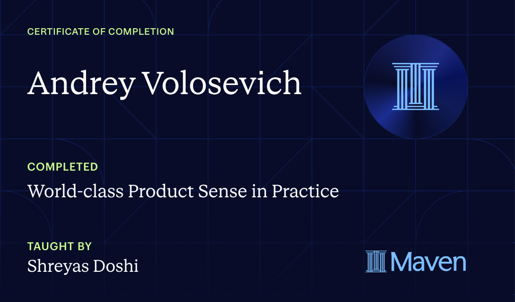 Certificate for World-class Product Sense in Practice