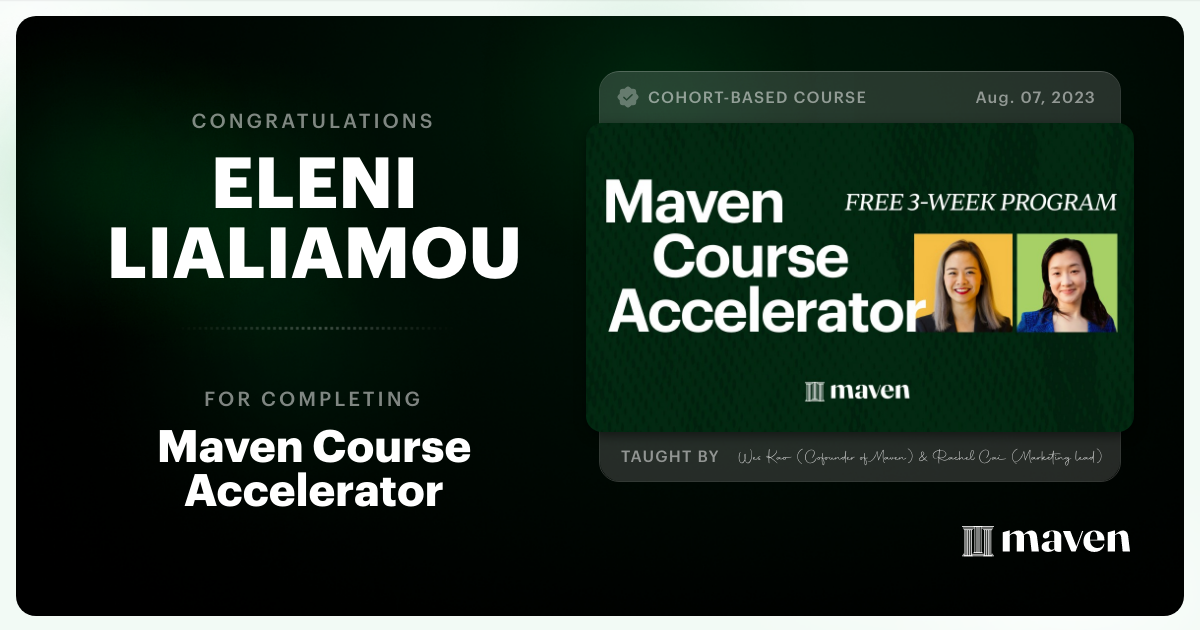 Certificate of Completion for Maven Course Accelerator
