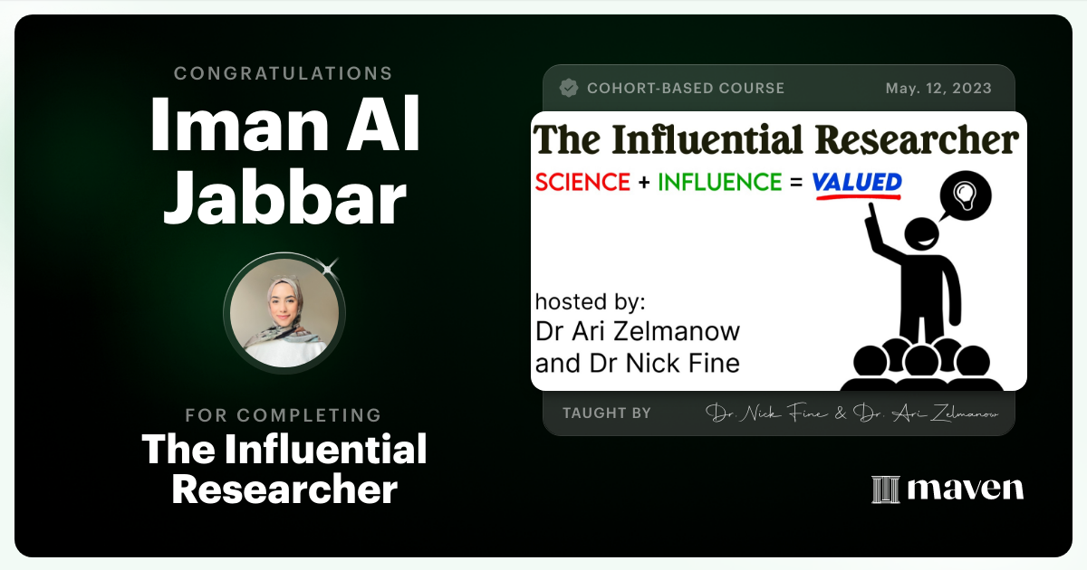 Certificate of Completion for Influential Research: How to Influence Product Decisions with Research