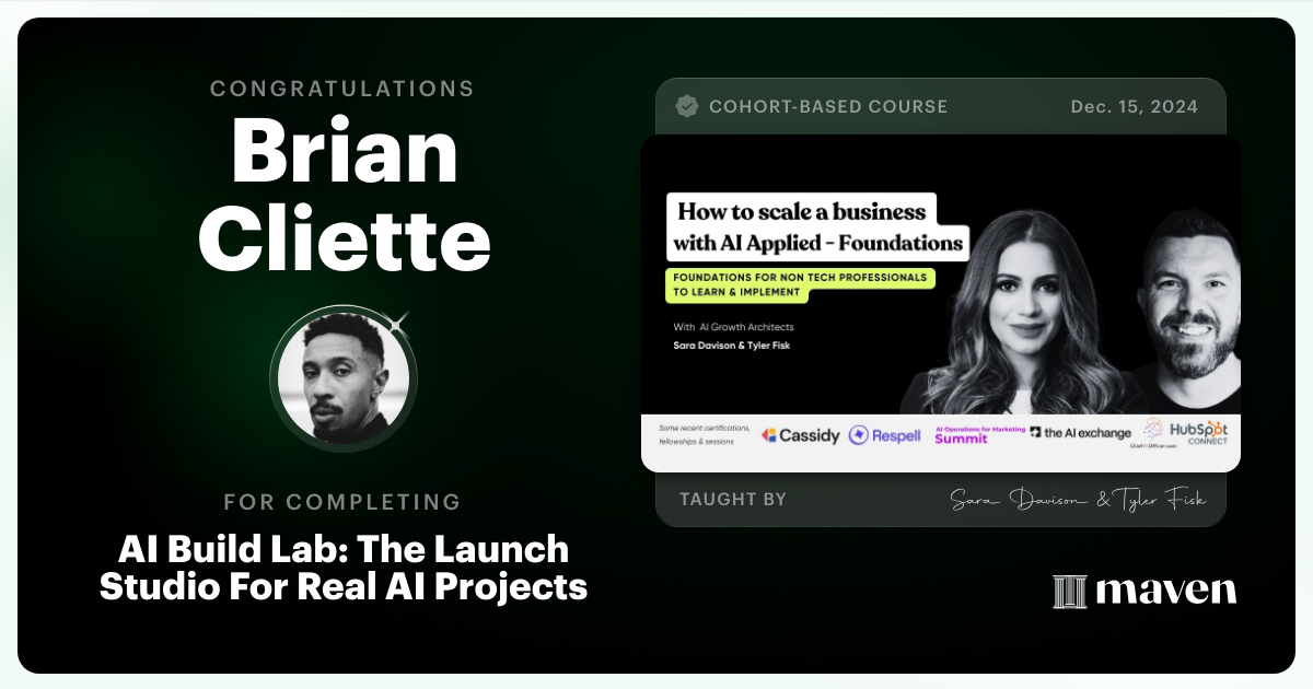 Certificate of Completion for Master Market-Ready Agentic AI Workflows: Step-by-Step, No Code Required