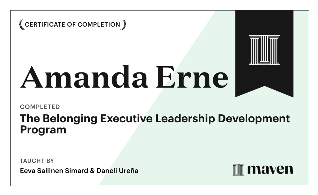 Certificate for The Belonging Executive Leadership Development Program