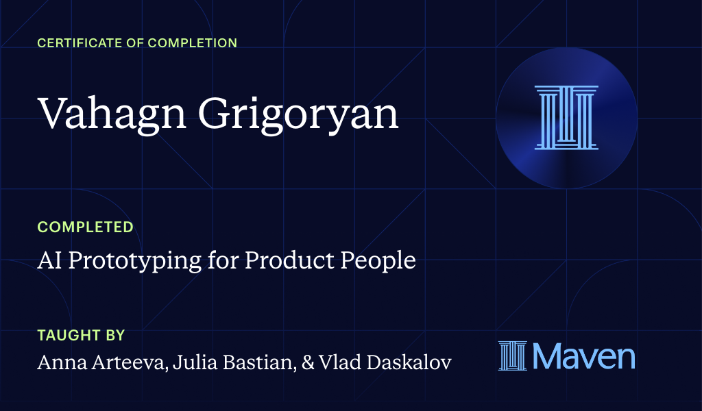 Certificate for AI Prototyping for Product People