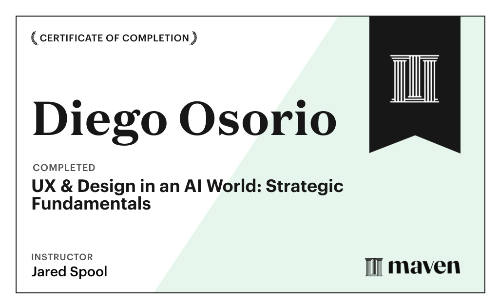 Certificate for UX & Design for Today's AI Functionality
