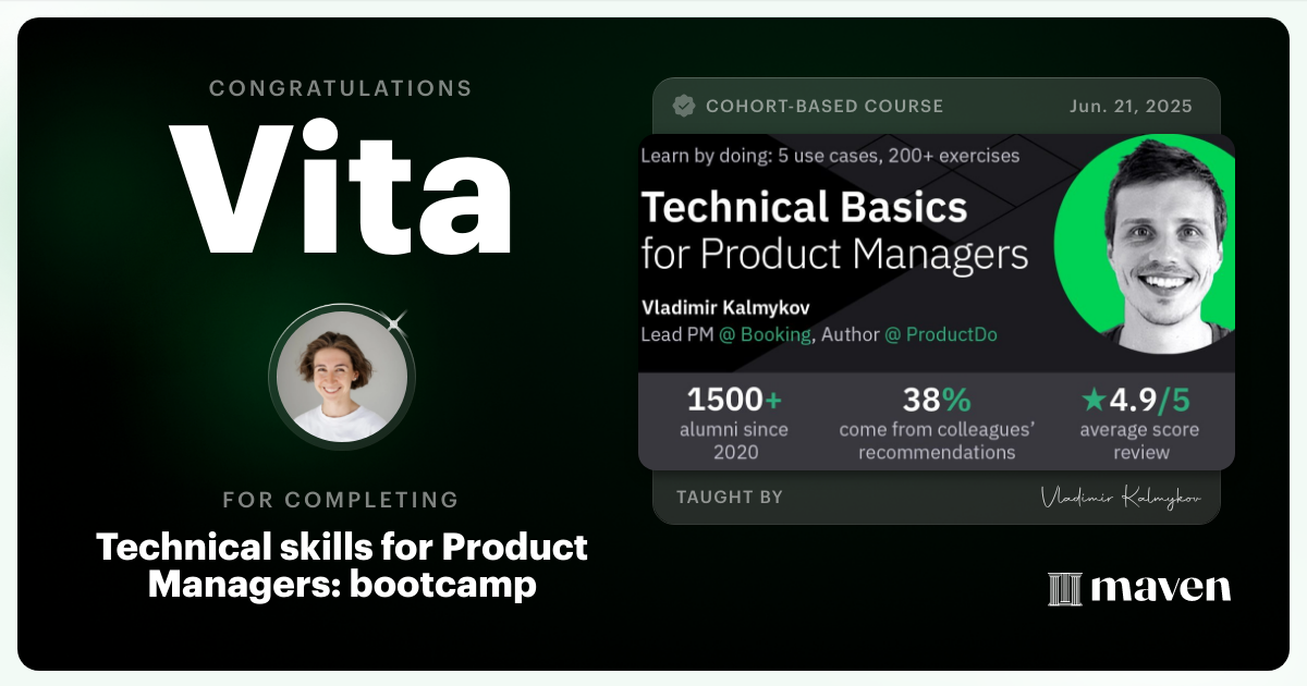 Certificate of Completion for Technical Foundations & AI Prototyping for Product Managers