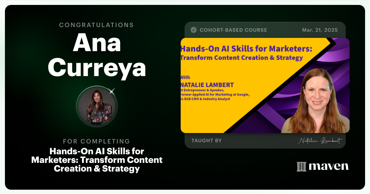 Certificate of Completion for Build Your AI Marketing Team