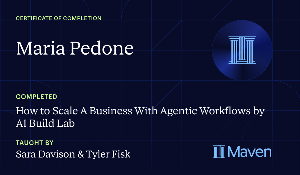 Certificate for Build The AI Agent Workforce That Scales Companies: Own & Run Your Own Agent Org