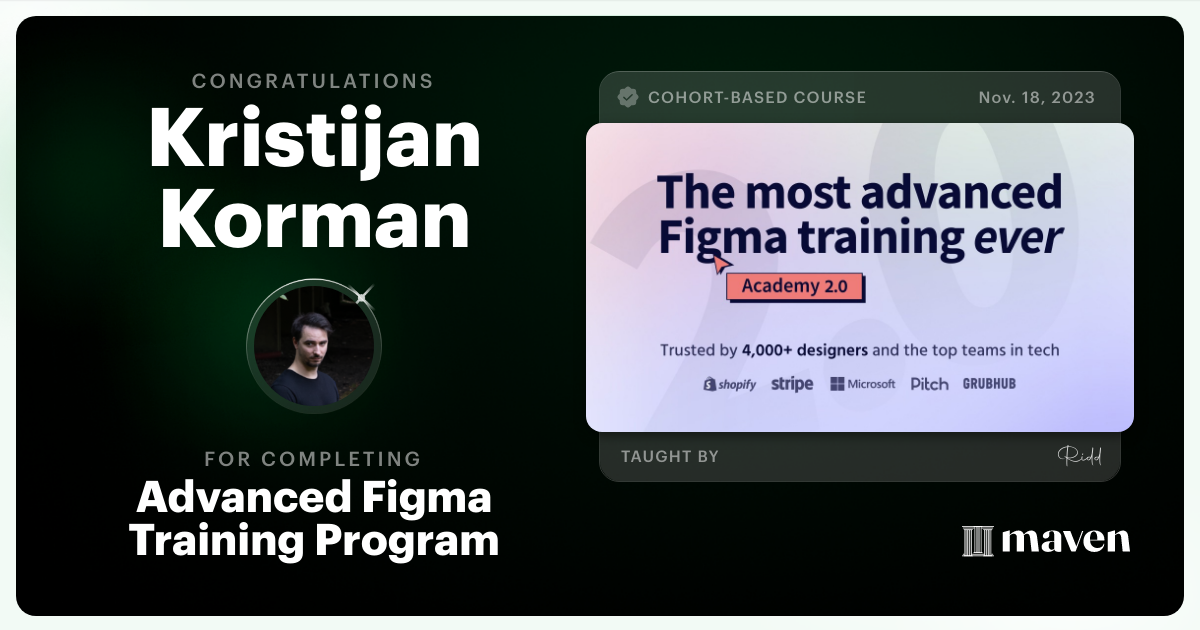 Certificate of Completion for Advanced Figma Training Program