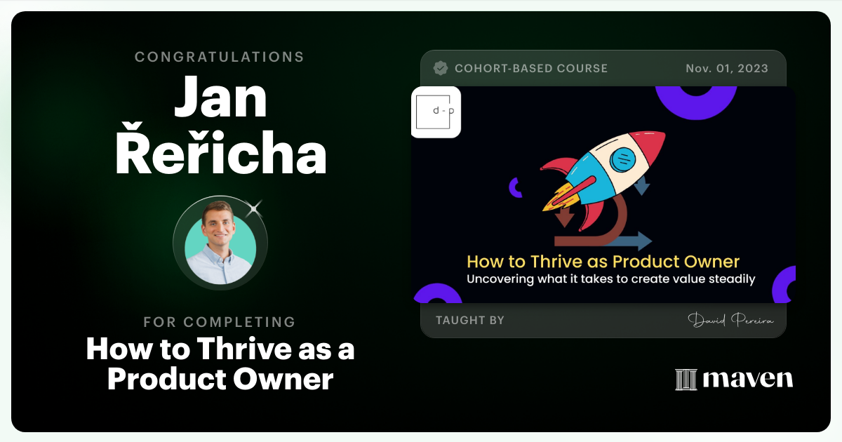 Certificate of Completion for Product Owner Beyond Scrum