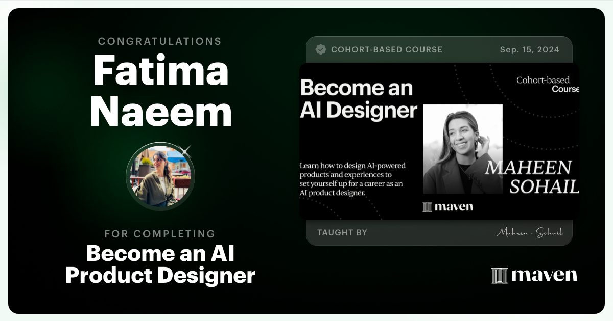 Certificate of Completion for Become an AI Product Designer