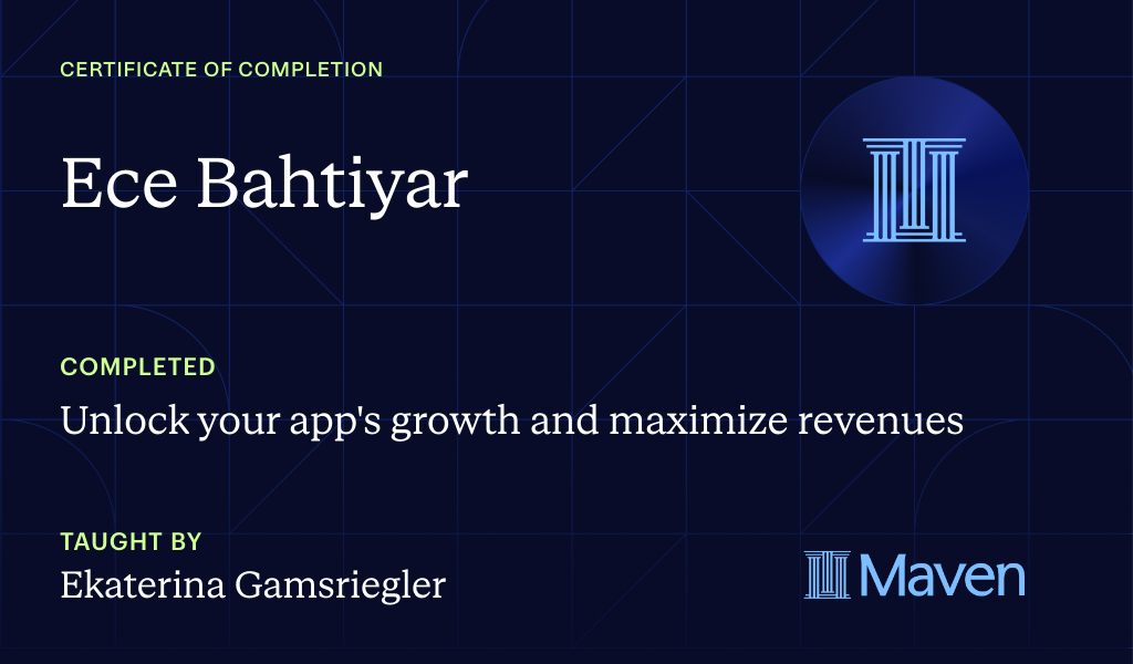 Certificate for Unlock your app's growth and maximize revenues