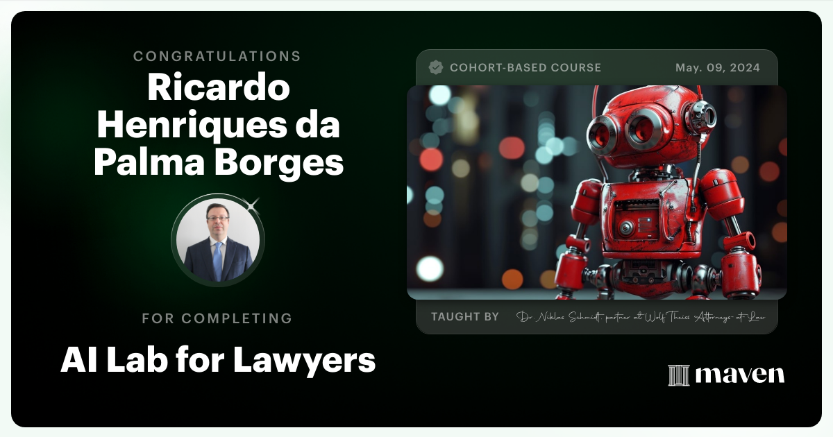 Certificate of Completion for AI Lab for Lawyers