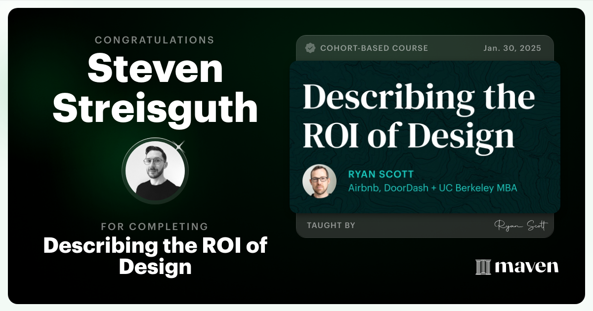 Certificate of Completion for Describing the ROI of Design