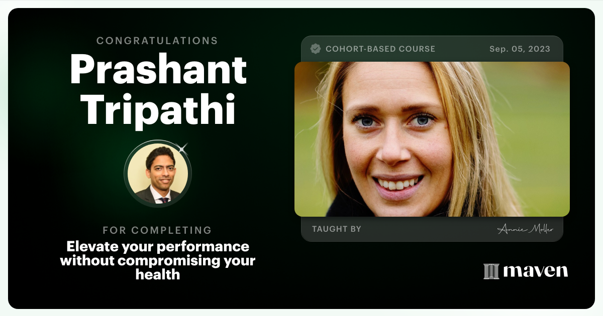 Certificate of Completion for Elevate your performance without compromising your health