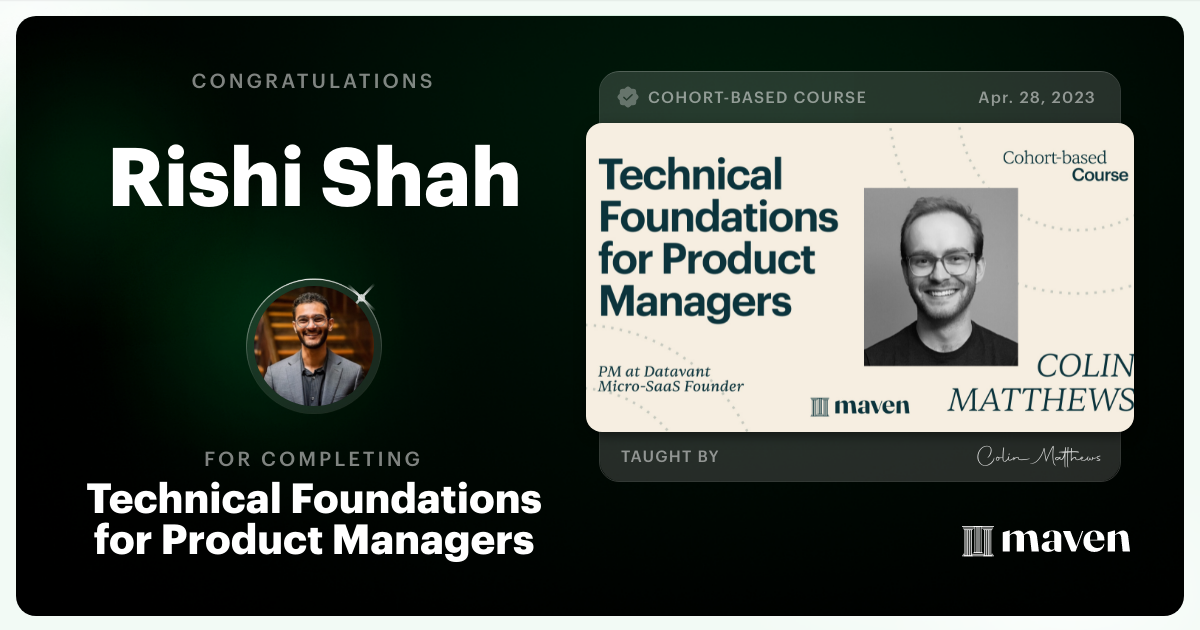 Certificate of Completion for Technical Foundations for Product Managers