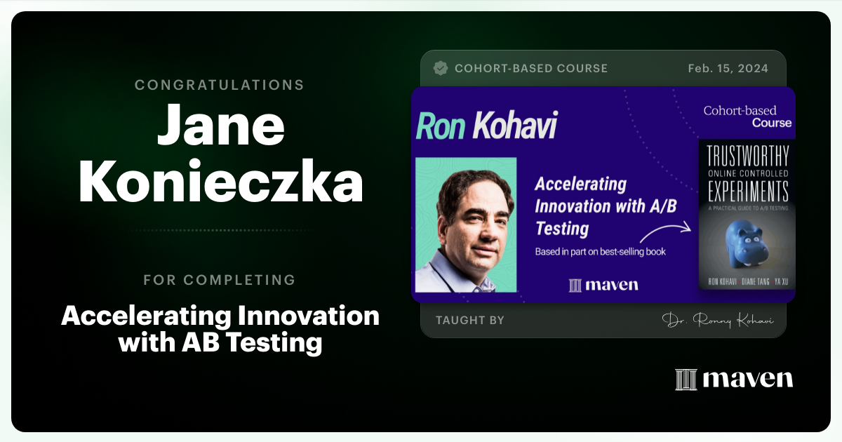 Certificate of Completion for Accelerating Innovation with A/B Testing