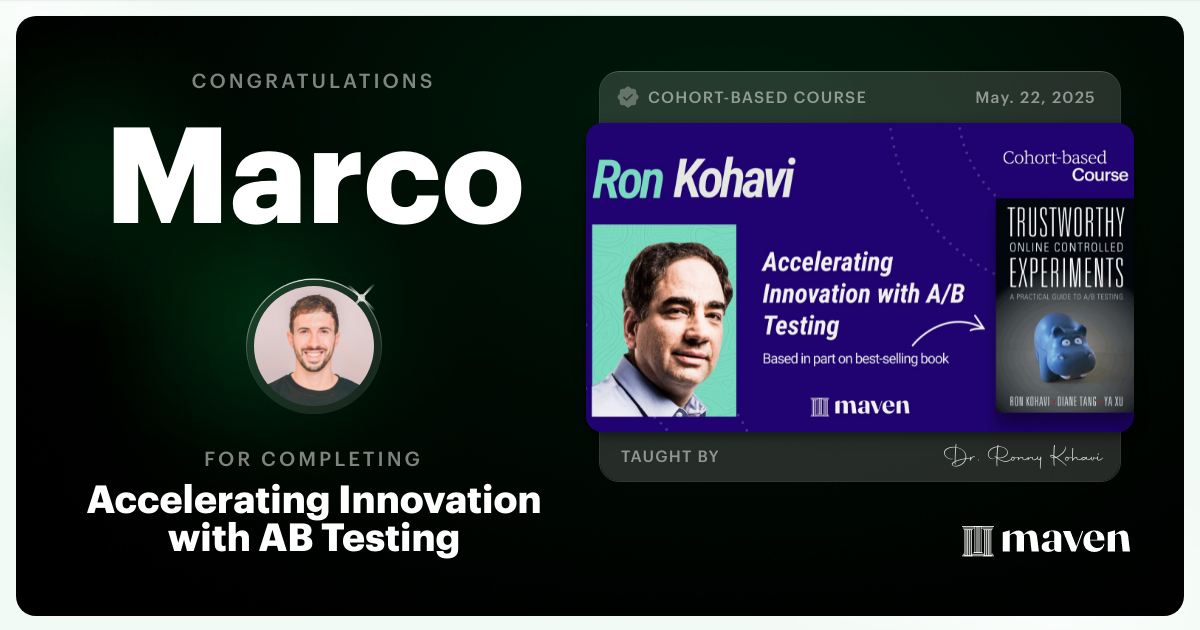 Certificate of Completion for Accelerating Innovation with A/B Testing