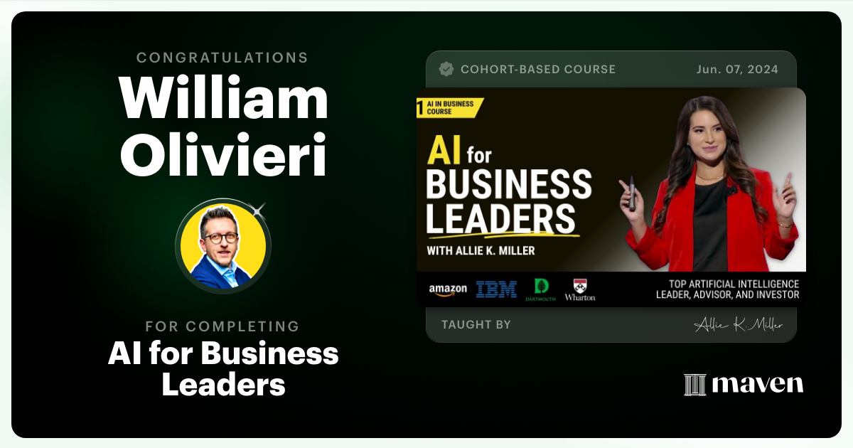 Certificate of Completion for AI for Business Leaders