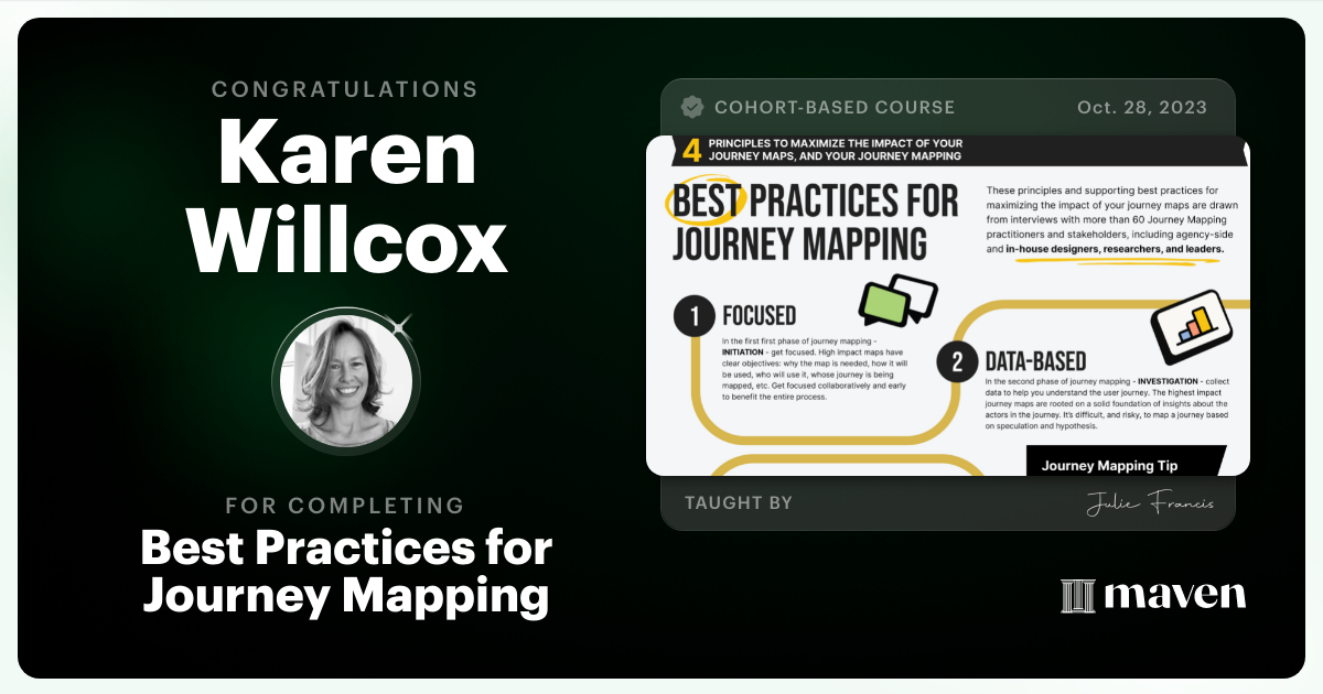 Certificate of Completion for Best Practices for Journey Mapping