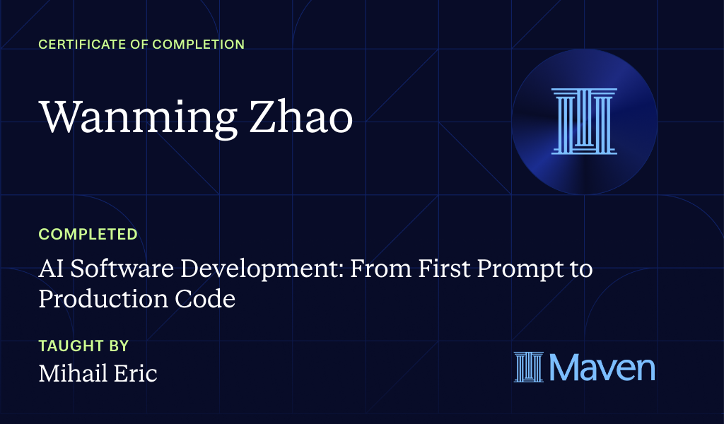 Certificate for AI Software Development: From First Prompt to Production Code