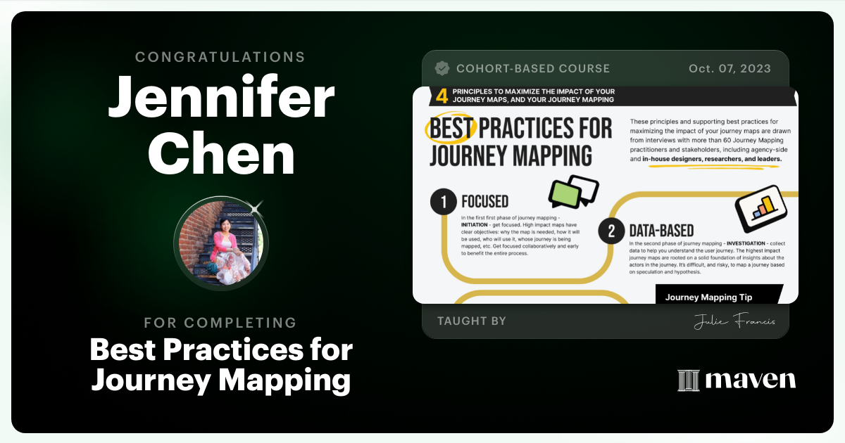 Certificate of Completion for Best Practices for Journey Mapping