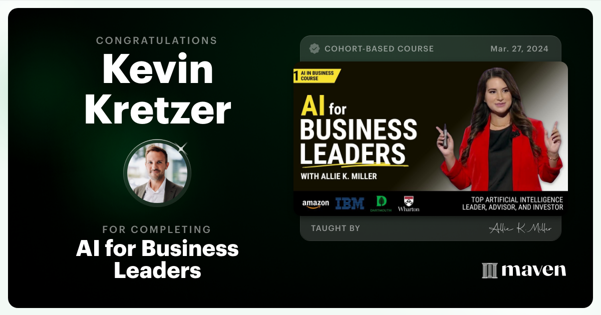 Certificate of Completion for AI for Business Leaders