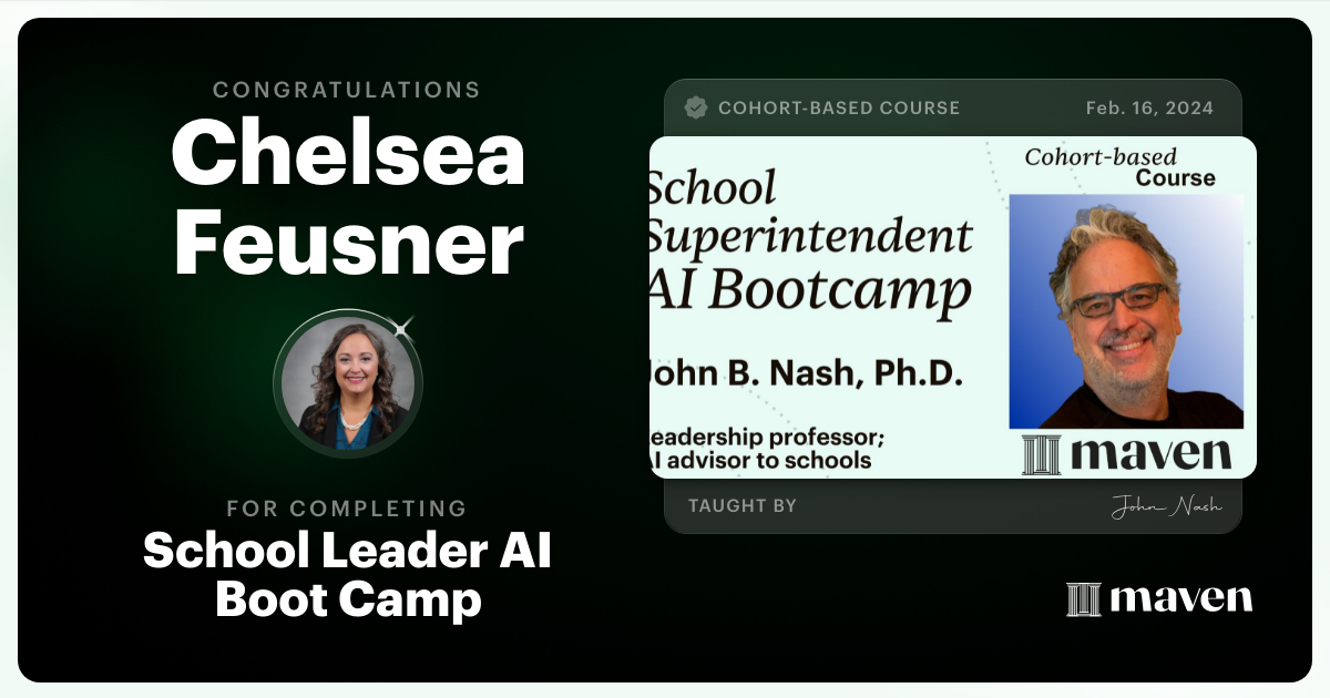 Certificate of Completion for School Leader AI Bootcamp