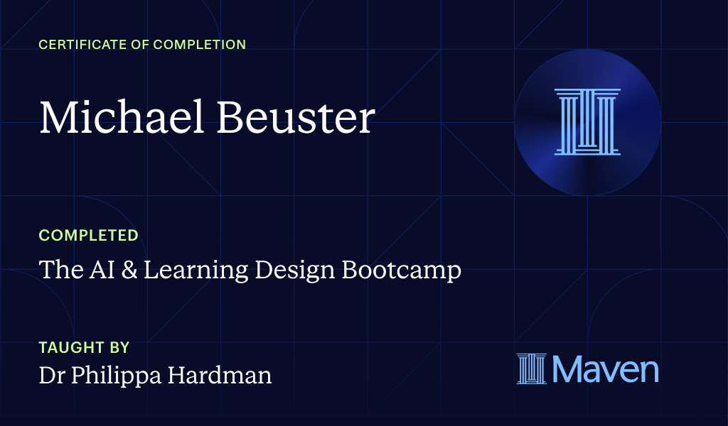 Certificate for The AI Bootcamp for L&D