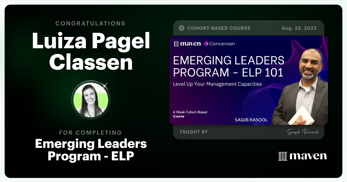 Certificate of Completion for Emerging Leaders Program