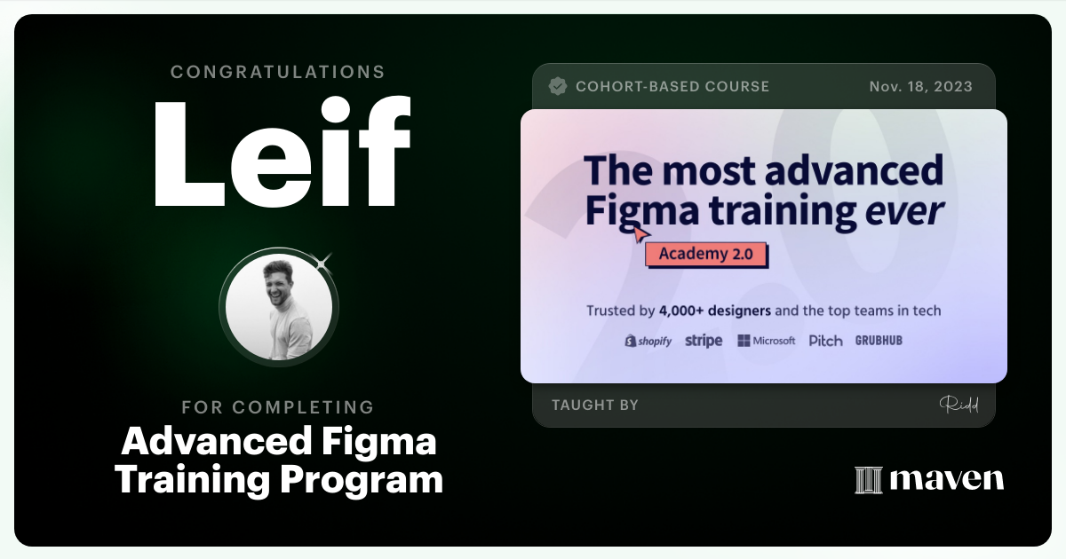 Certificate of Completion for Advanced Figma Training Program