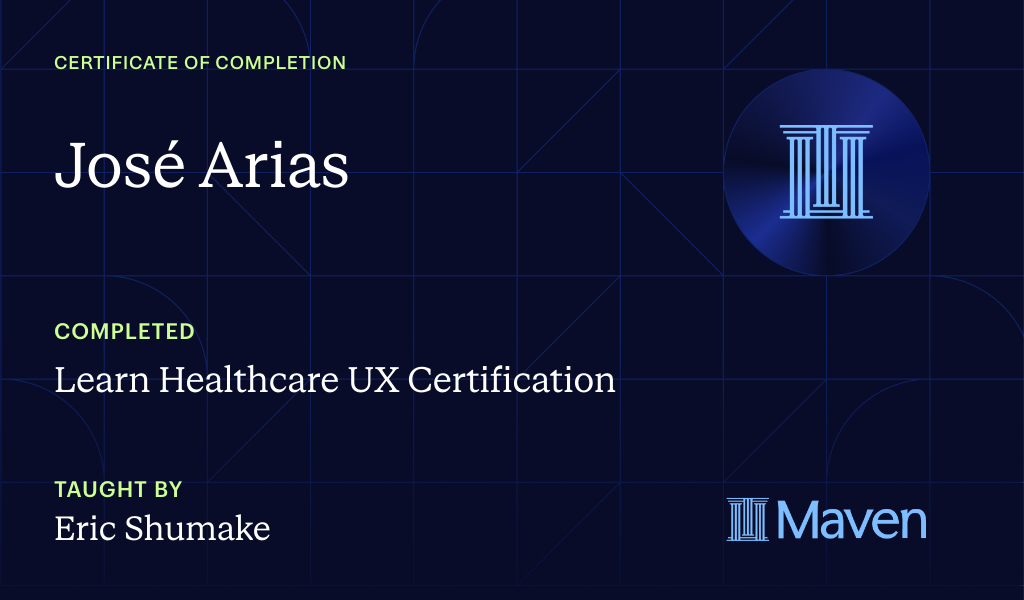 Certificate for Transition into UX for Healthcare