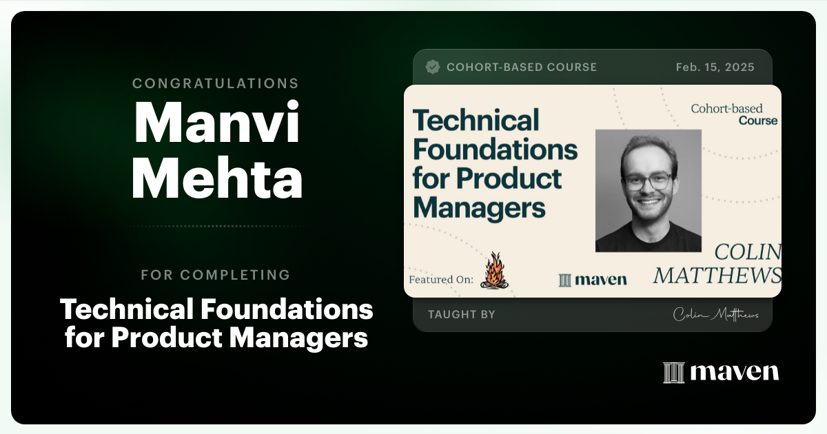 Certificate of Completion for Technical Foundations for Product Managers
