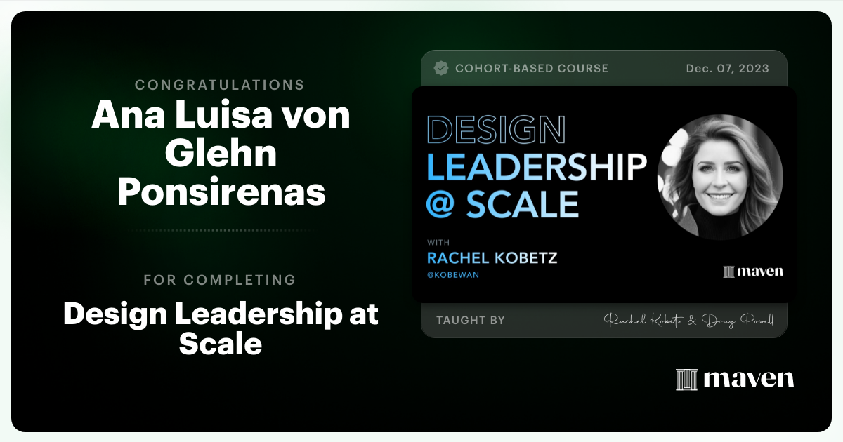 Certificate of Completion for Design Leadership at Scale: Executive