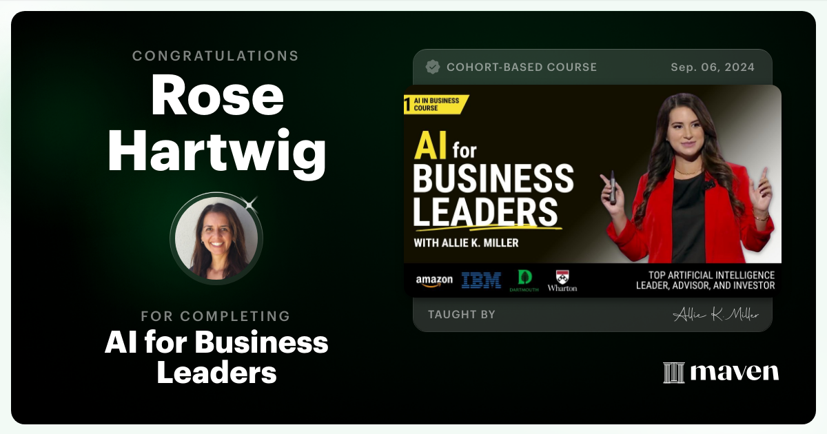Certificate of Completion for AI for Business Leaders