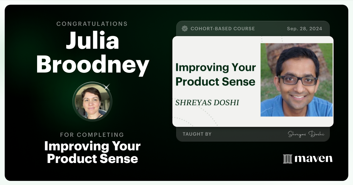 Certificate of Completion for World-class Product Sense in Practice