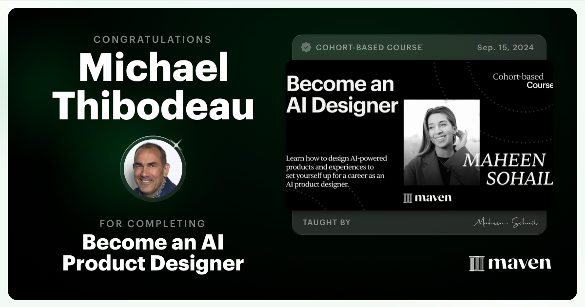 Certificate of Completion for Become an AI Product Designer