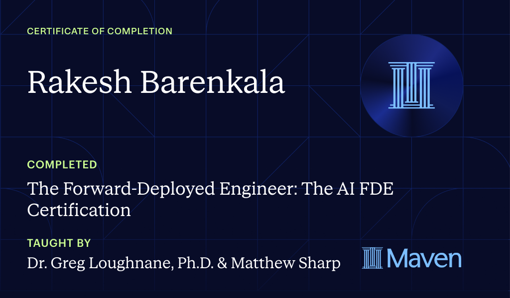 Certificate for The Forward-Deployed Engineer: The AI FDE Certification