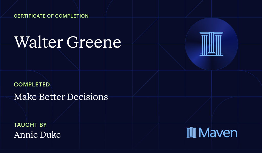 Certificate for Make Better Decisions