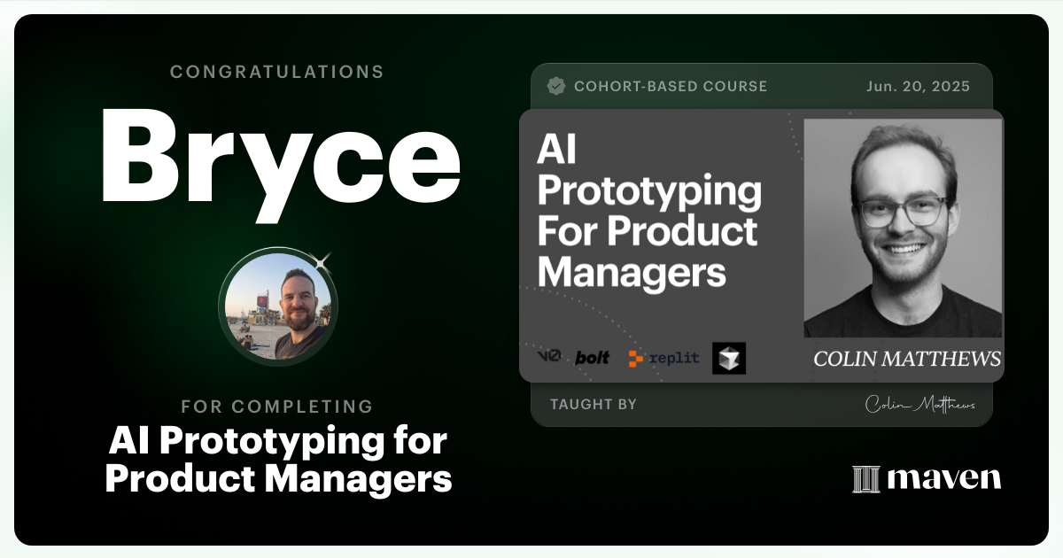 Certificate of Completion for AI Prototyping for Product Managers