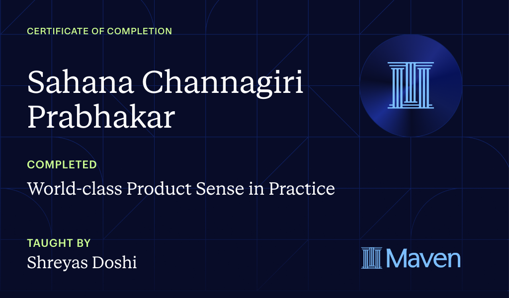 Certificate for World-class Product Sense in Practice