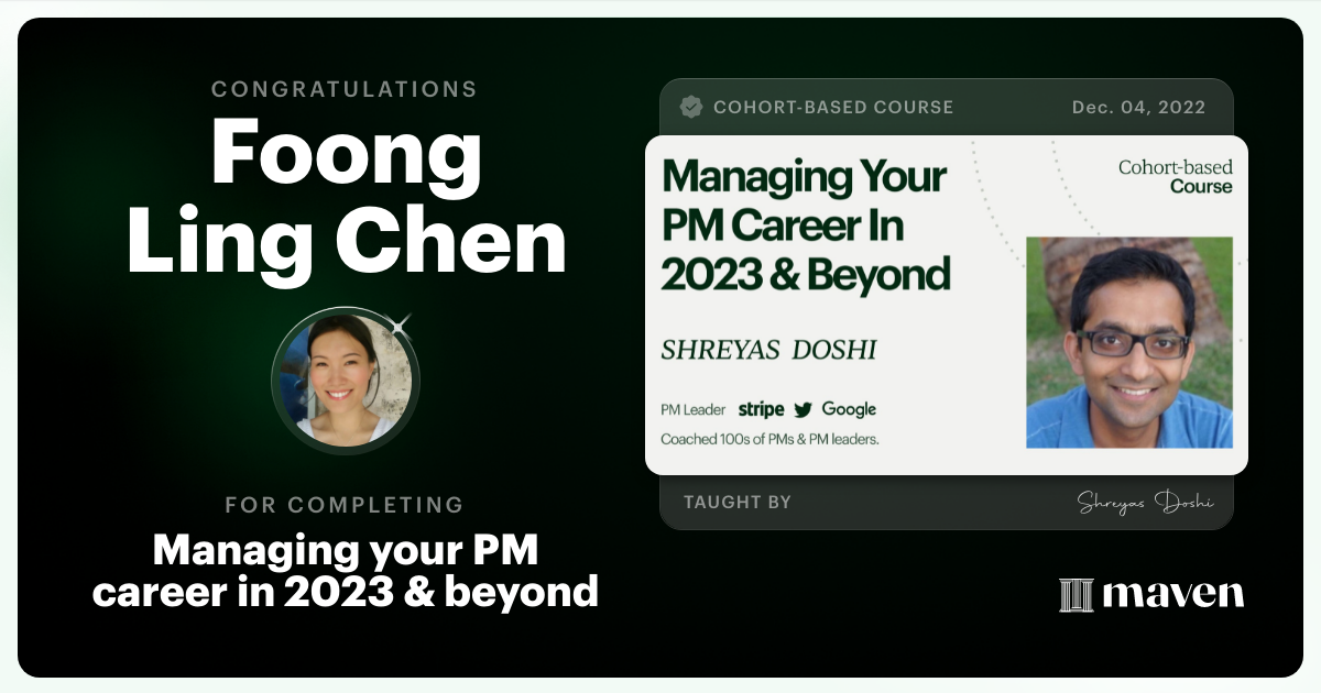 Certificate of Completion for Managing your PM Career in 2025 and beyond