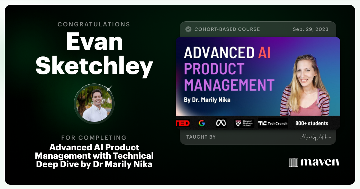 Certificate of Completion for Advanced AI Product Leadership Certification