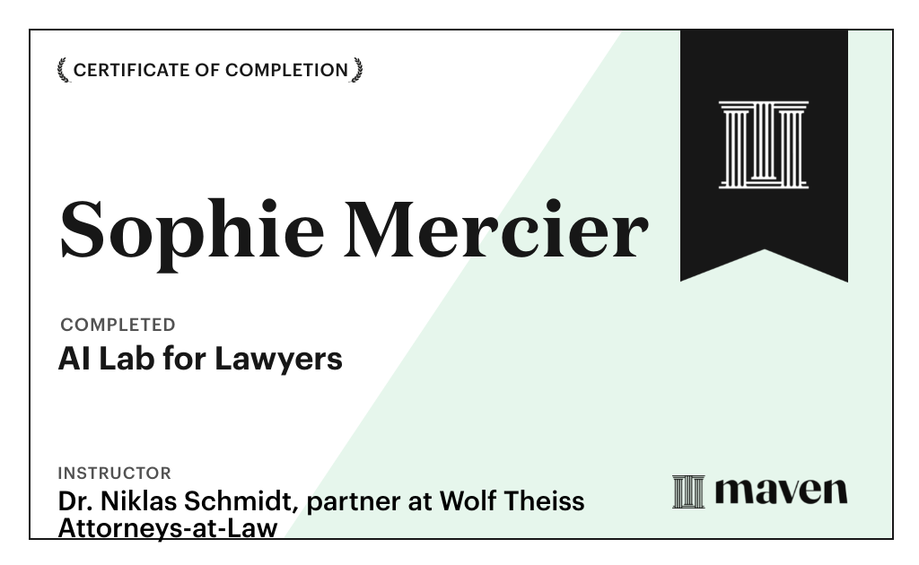 Certificate for AI Lab for Lawyers