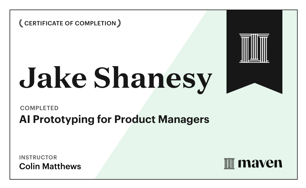 Certificate for AI Prototyping for Product Managers