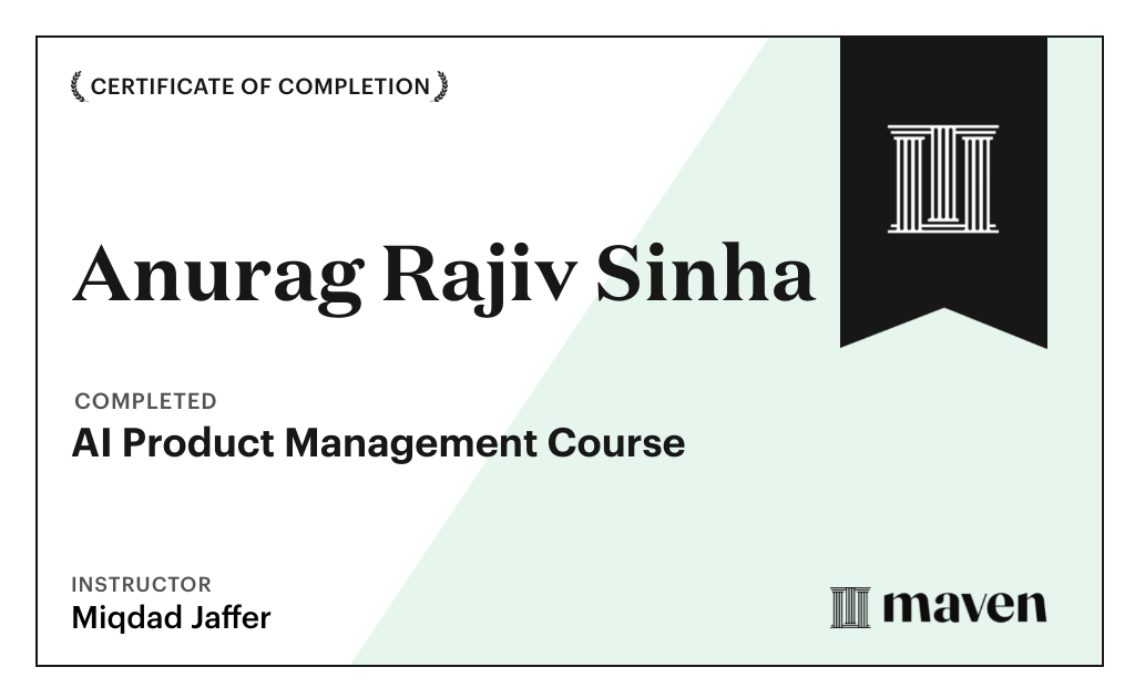 Certificate for AI Product Management Course